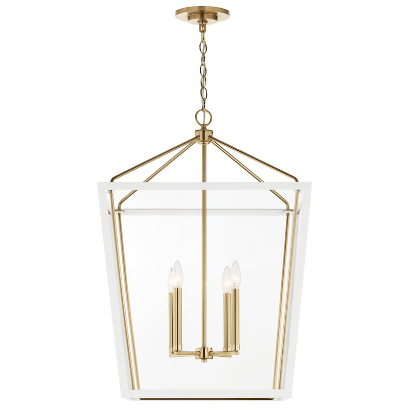 Kichler Delvin 22in 4-Light Foyer Pendant | Updated Traditional Champagne Bronze and Clear Glass | Entryway & Stairwell | Model 52620CPZWH
