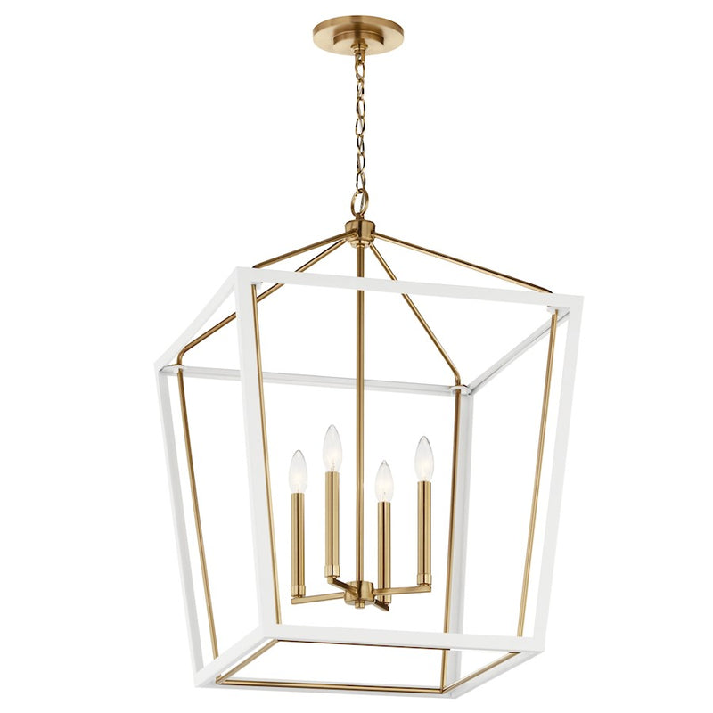 Kichler Delvin 22in 4-Light Foyer Pendant | Updated Traditional Champagne Bronze and Clear Glass | Entryway & Stairwell | Model 52620CPZWH