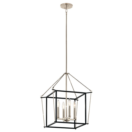 Kichler Eisley 16in 4-Light Foyer Pendant | Modern Polished Nickel Steel | Foyer & Entryway | 16 x 16 x 21.25 in | Model 52626PN