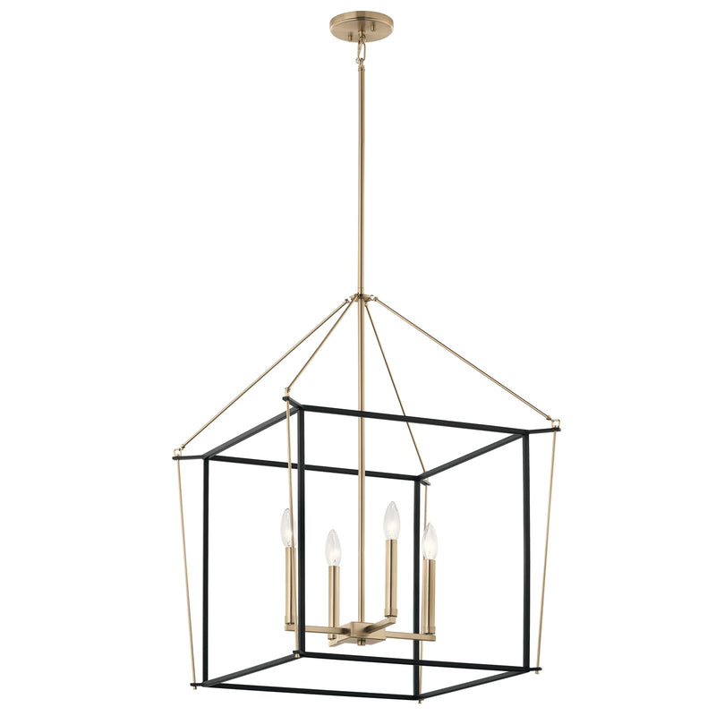 Kichler Eisley 22in 4-Light Foyer Pendant | Modern Champagne Bronze Steel | Entryway & Open Foyer | 22 x 22 x 30 in | Model 52627CPZ