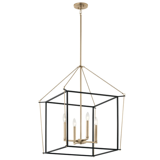 Kichler Eisley 22in 4-Light Foyer Pendant | Modern Champagne Bronze Steel | Entryway & Open Foyer | 22 x 22 x 30 in | Model 52627CPZ