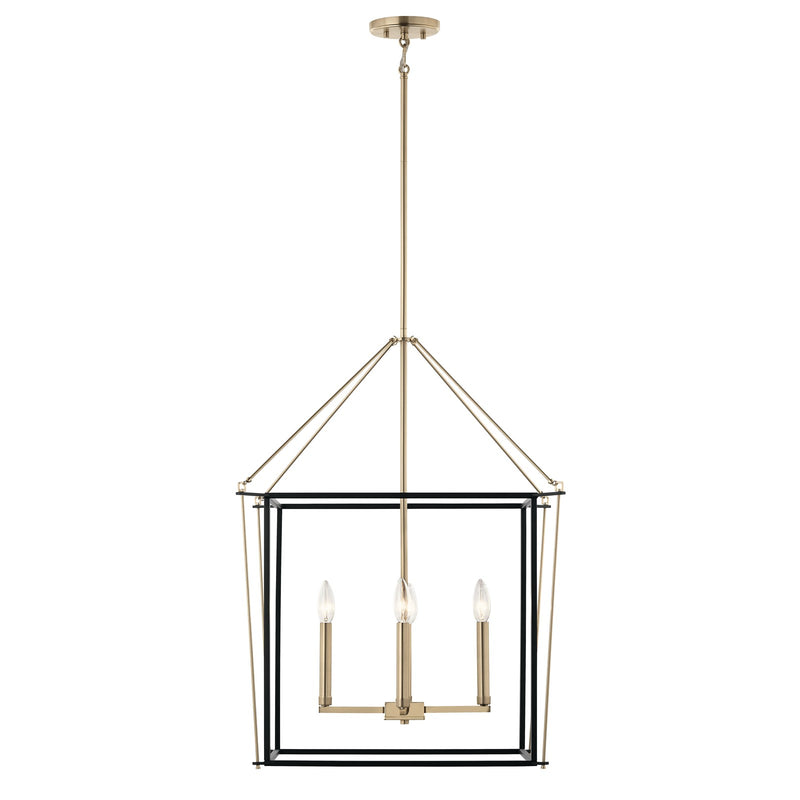 Kichler Eisley 22in 4-Light Foyer Pendant | Modern Champagne Bronze Steel | Entryway & Open Foyer | 22 x 22 x 30 in | Model 52627CPZ