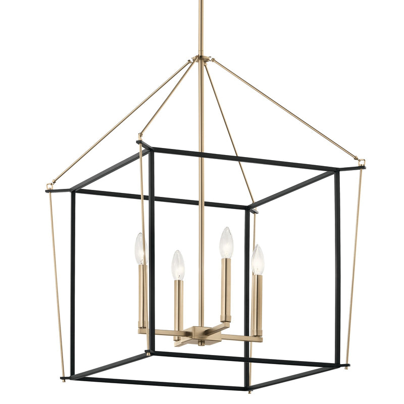 Kichler Eisley 22in 4-Light Foyer Pendant | Modern Champagne Bronze Steel | Entryway & Open Foyer | 22 x 22 x 30 in | Model 52627CPZ