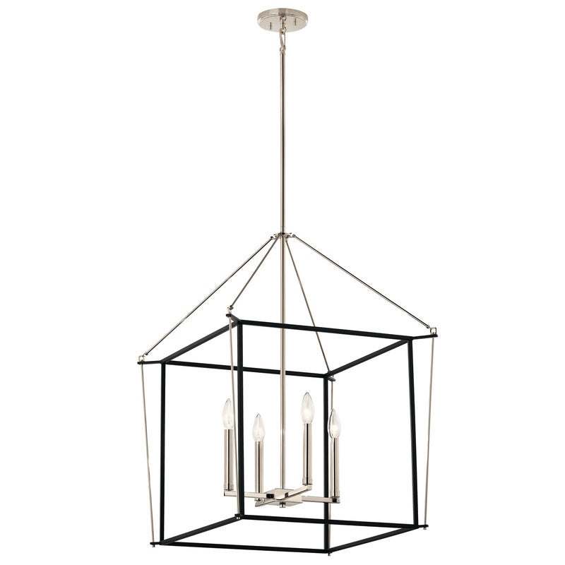 Kichler Eisley 22in 4-Light Foyer Pendant | Modern Polished Nickel Steel | Kitchen Island & Entryway | 22 x 22 x 30 in | Model 52627PN