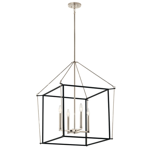 Kichler Eisley 22in 4-Light Foyer Pendant | Modern Polished Nickel Steel | Kitchen Island & Entryway | 22 x 22 x 30 in | Model 52627PN
