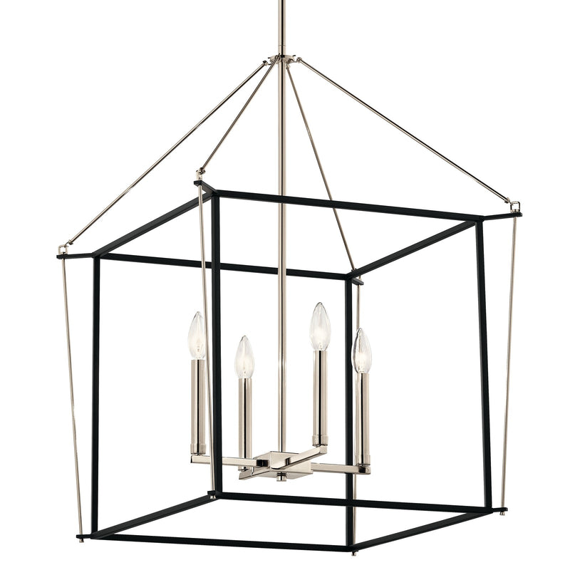 Kichler Eisley 22in 4-Light Foyer Pendant | Modern Polished Nickel Steel | Kitchen Island & Entryway | 22 x 22 x 30 in | Model 52627PN