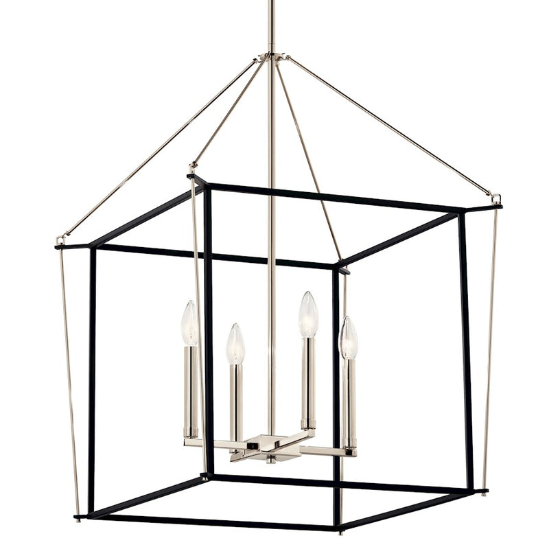 Kichler Eisley 22in 4-Light Foyer Pendant | Modern Polished Nickel Steel | Kitchen Island & Entryway | 22 x 22 x 30 in | Model 52627PN