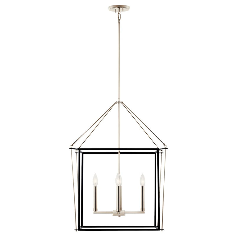 Kichler Eisley 22in 4-Light Foyer Pendant | Modern Polished Nickel Steel | Kitchen Island & Entryway | 22 x 22 x 30 in | Model 52627PN
