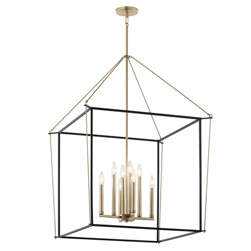 Kichler Eisley 28in 8-Light Foyer Pendant | Minimalist Champagne Bronze Steel | Entryway & Living Room | 28.25 x 28.25 x 40.25 in | Model 52628CPZ