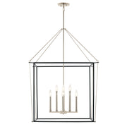 Kichler Eisley 28in 8-Light Foyer Pendant | Modern Open-Frame Polished Nickel Steel | Kitchen Island & Dining Room | 28 x 28 x 40 in | Model 52628PN