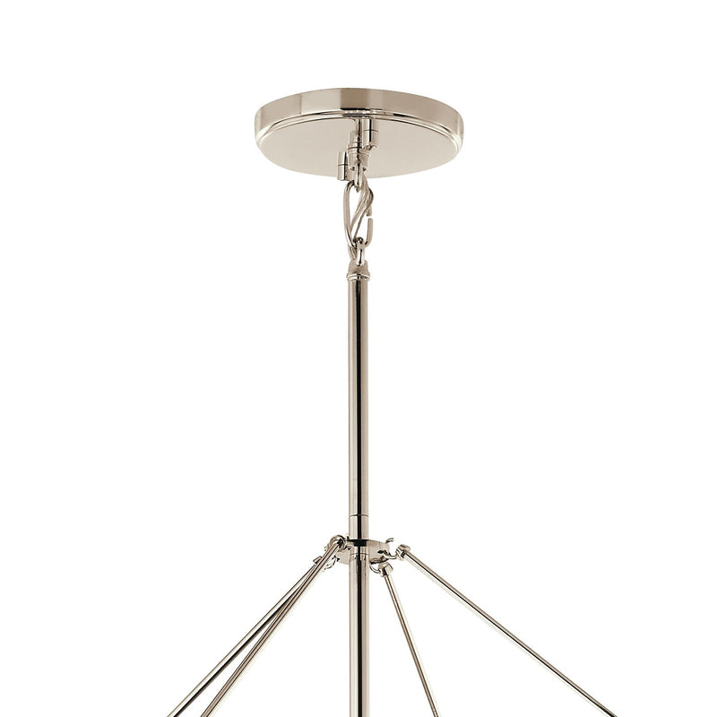 Kichler Eisley 28in 8-Light Foyer Pendant | Modern Open-Frame Polished Nickel Steel | Kitchen Island & Dining Room | 28 x 28 x 40 in | Model 52628PN