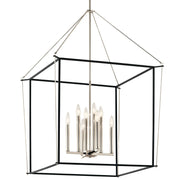 Kichler Eisley 28in 8-Light Foyer Pendant | Modern Open-Frame Polished Nickel Steel | Kitchen Island & Dining Room | 28 x 28 x 40 in | Model 52628PN