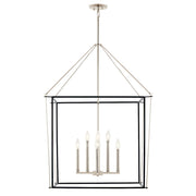 Kichler Eisley 28in 8-Light Foyer Pendant | Modern Open-Frame Polished Nickel Steel | Kitchen Island & Dining Room | 28 x 28 x 40 in | Model 52628PN