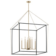 Kichler Eisley 34in 8-Light Foyer Pendant | Modern Champagne Bronze Steel | Open Cage Design | 34.75 x 34.75 x 50 in | Model 52629CPZ
