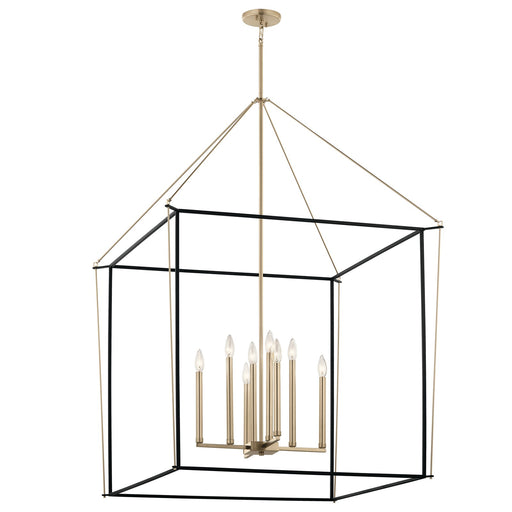 Kichler Eisley 34in 8-Light Foyer Pendant | Modern Champagne Bronze Steel | Open Cage Design | 34.75 x 34.75 x 50 in | Model 52629CPZ
