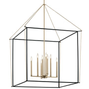 Kichler Eisley 34in 8-Light Foyer Pendant | Modern Champagne Bronze Steel | Open Cage Design | 34.75 x 34.75 x 50 in | Model 52629CPZ