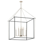 Kichler Eisley 34in 8-Light Foyer Pendant | Modern Polished Nickel Open Frame | Entryway & Stairwell | 34.75 x 34.75 x 50 in | Model 52629PN