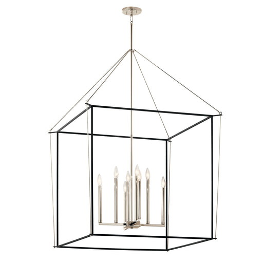 Kichler Eisley 34in 8-Light Foyer Pendant | Modern Polished Nickel Open Frame | Entryway & Stairwell | 34.75 x 34.75 x 50 in | Model 52629PN