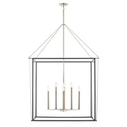 Kichler Eisley 34in 8-Light Foyer Pendant | Modern Polished Nickel Open Frame | Entryway & Stairwell | 34.75 x 34.75 x 50 in | Model 52629PN