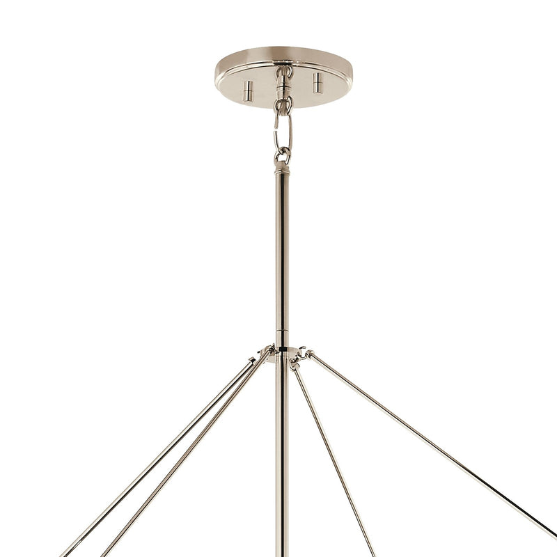 Kichler Eisley 34in 8-Light Foyer Pendant | Modern Polished Nickel Open Frame | Entryway & Stairwell | 34.75 x 34.75 x 50 in | Model 52629PN