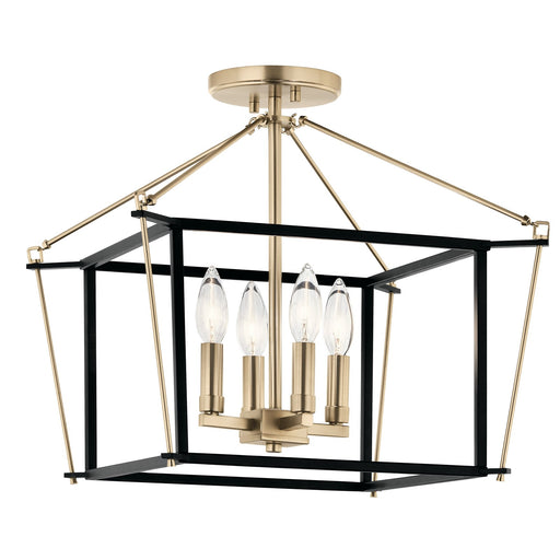 Kichler Eisley 16in 4-Light Semi-Flush Mount | Modern Champagne Bronze Steel | Foyer & Hallway | 16 x 16 x 14 in | Model 52633CPZ