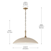 Kichler Delarosa 24in 1-Light Pendant | Traditional Greige Steel Dome Shade | Kitchen Island & Dining Room | 24 x 24 x 12.75 in | Model 52637GRG