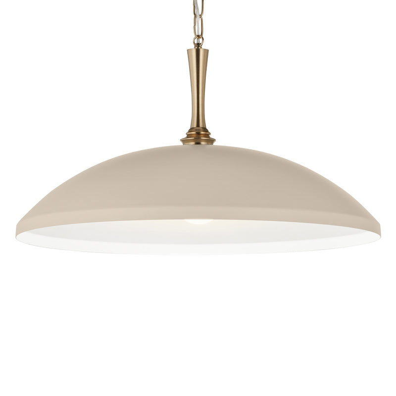Kichler Delarosa 24in 1-Light Pendant | Traditional Greige Steel Dome Shade | Kitchen Island & Dining Room | 24 x 24 x 12.75 in | Model 52637GRG