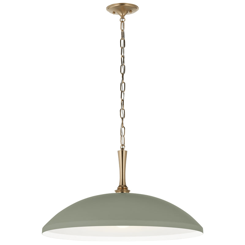 Kichler Delarosa 24in 1-Light Pendant | Traditional Heritage Green Steel Dome Shade | Kitchen Island & Dining Room | 24 x 24 x 12.75 in | Model 52637HGN