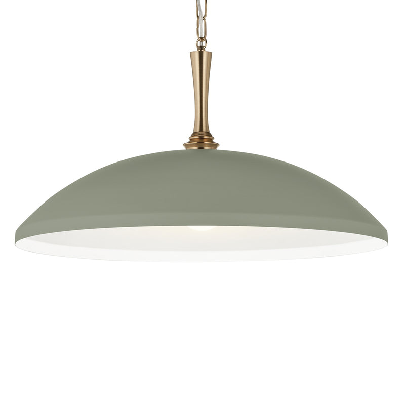 Kichler Delarosa 24in 1-Light Pendant | Traditional Heritage Green Steel Dome Shade | Kitchen Island & Dining Room | 24 x 24 x 12.75 in | Model 52637HGN