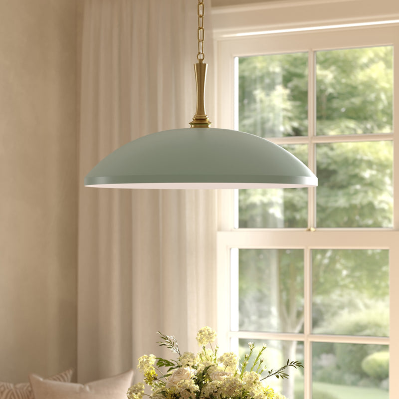 Kichler Delarosa 24in 1-Light Pendant | Traditional Heritage Green Steel Dome Shade | Kitchen Island & Dining Room | 24 x 24 x 12.75 in | Model 52637HGN