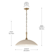 Kichler Delarosa 24in 1-Light Pendant | Traditional Greige Steel Dome Shade | Kitchen Island & Dining Room | 24 x 24 x 12.25 in | Model 52638GRG