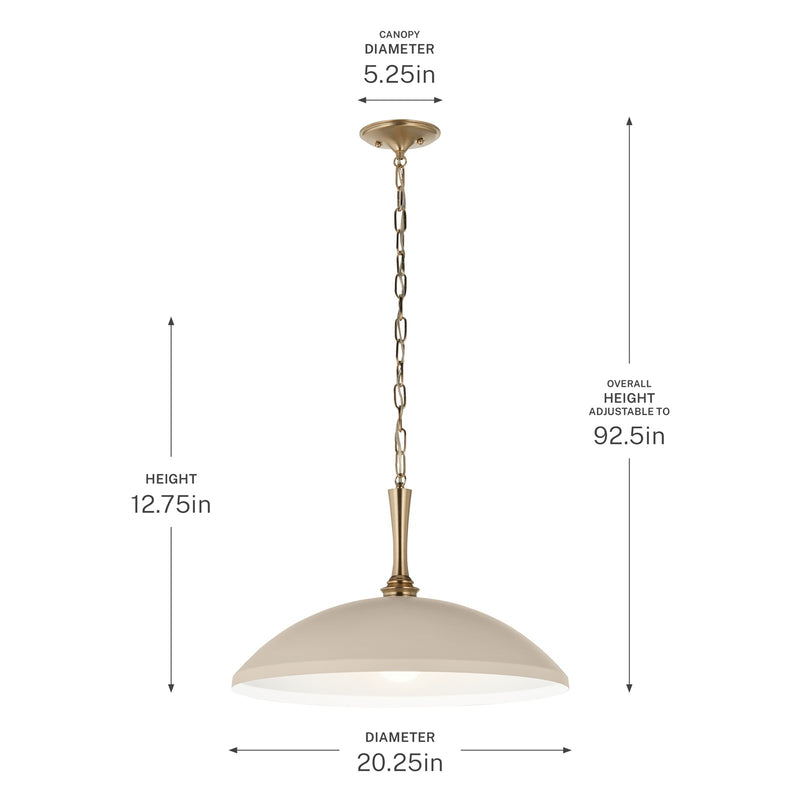 Kichler Delarosa 24in 1-Light Pendant | Traditional Greige Steel Dome Shade | Kitchen Island & Dining Room | 24 x 24 x 12.25 in | Model 52638GRG