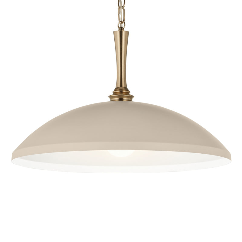 Kichler Delarosa 24in 1-Light Pendant | Traditional Greige Steel Dome Shade | Kitchen Island & Dining Room | 24 x 24 x 12.25 in | Model 52638GRG