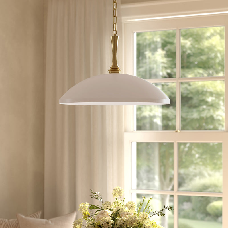 Kichler Delarosa 24in 1-Light Pendant | Traditional Greige Steel Dome Shade | Kitchen Island & Dining Room | 24 x 24 x 12.25 in | Model 52638GRG