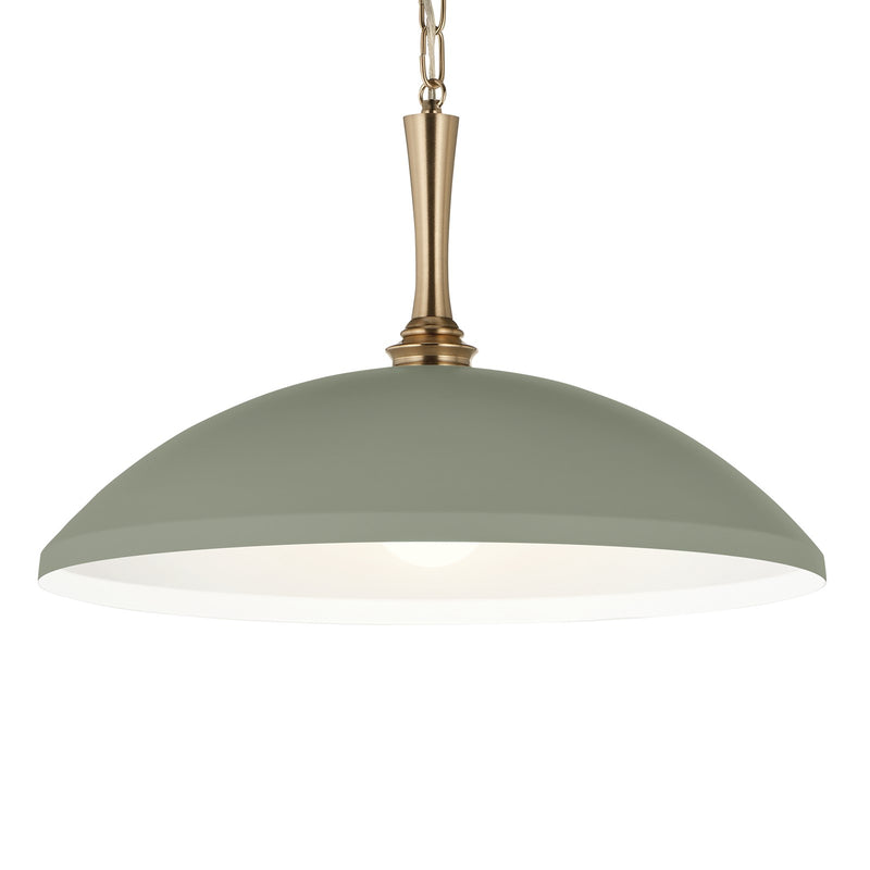 Kichler Delarosa 24in 1-Light Pendant | Traditional Heritage Green Steel Dome Shade | Kitchen Island & Dining Room | 24 x 24 x 12.25 in | Model 52638HGN