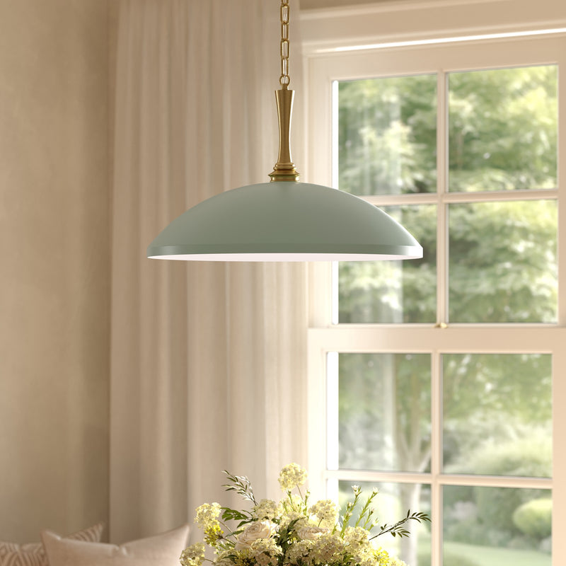 Kichler Delarosa 24in 1-Light Pendant | Traditional Heritage Green Steel Dome Shade | Kitchen Island & Dining Room | 24 x 24 x 12.25 in | Model 52638HGN
