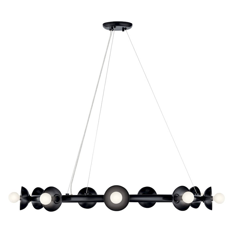 Kichler Palta 34.5in 9-Light Chandelier | Soft Modern Black Steel | Dining Room & Foyer | 34.5 x 4.25 in | Model 52642BK