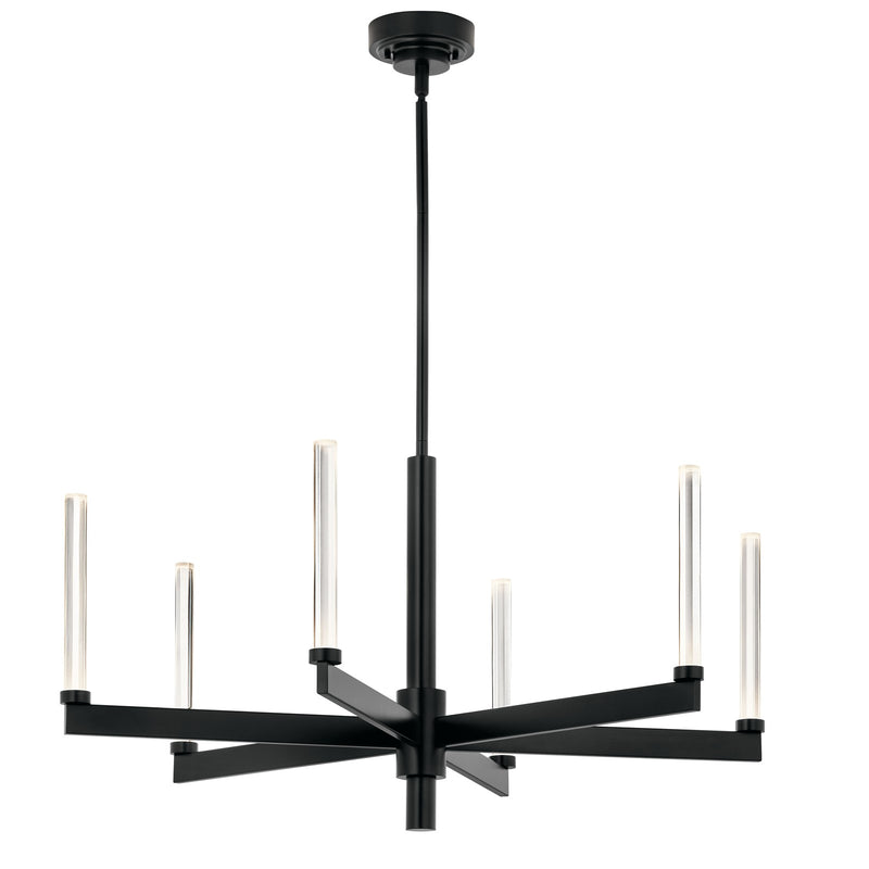 Kichler Sycara 20in 6-Light Chandelier | Modern Black and Clear Optical Crystal | Dining Room & Living Room | 20 in H | Model 52667BK