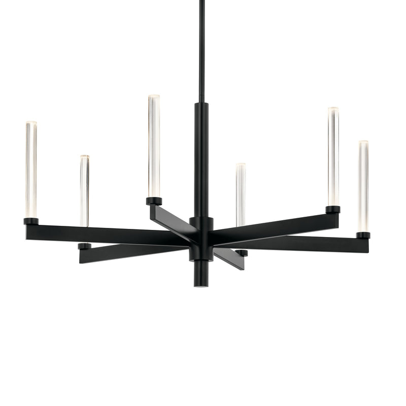 Kichler Sycara 20in 6-Light Chandelier | Modern Black and Clear Optical Crystal | Dining Room & Living Room | 20 in H | Model 52667BK