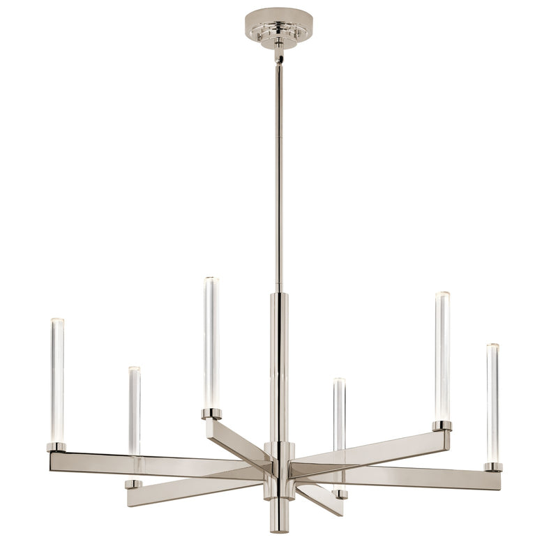 Kichler Sycara 20in 6-Light Chandelier | Modern Polished Nickel and Clear Optical Crystal | Dining Room & Living Room | 20 in H | Model 52667PN