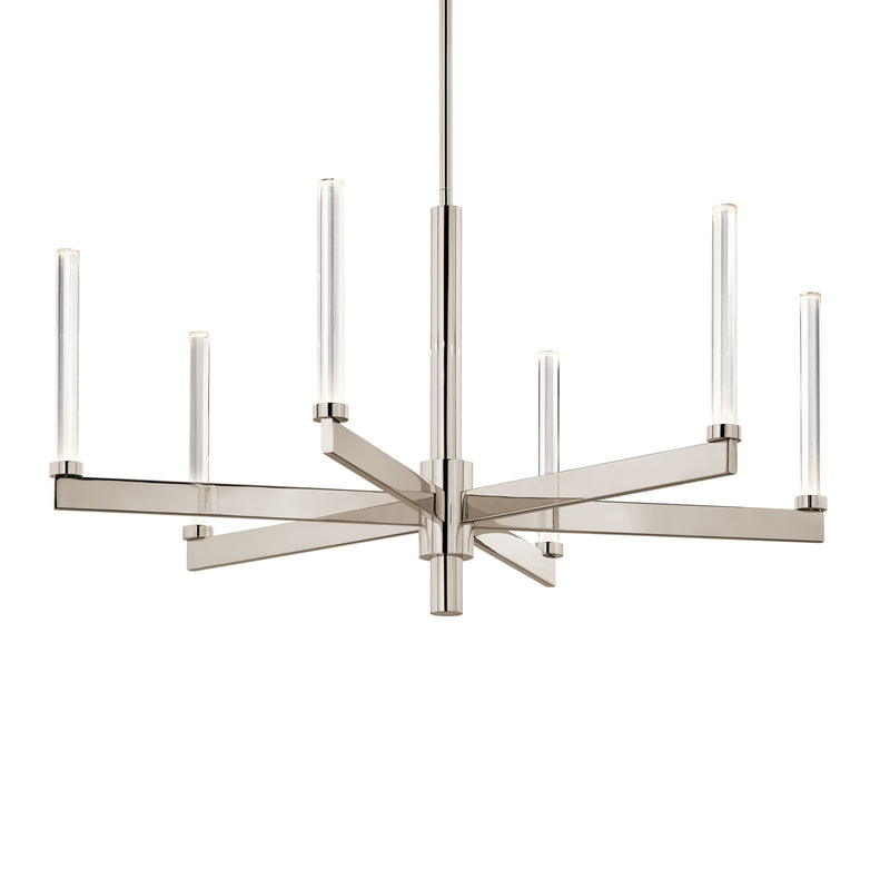 Kichler Sycara 20in 6-Light Chandelier | Modern Polished Nickel and Clear Optical Crystal | Dining Room & Living Room | 20 in H | Model 52667PN