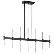 Kichler Sycara 48in 14-Light Linear Chandelier | Modern Minimal Black and Clear Optical Crystal | Dining Room & Living Room | Model 52670BK