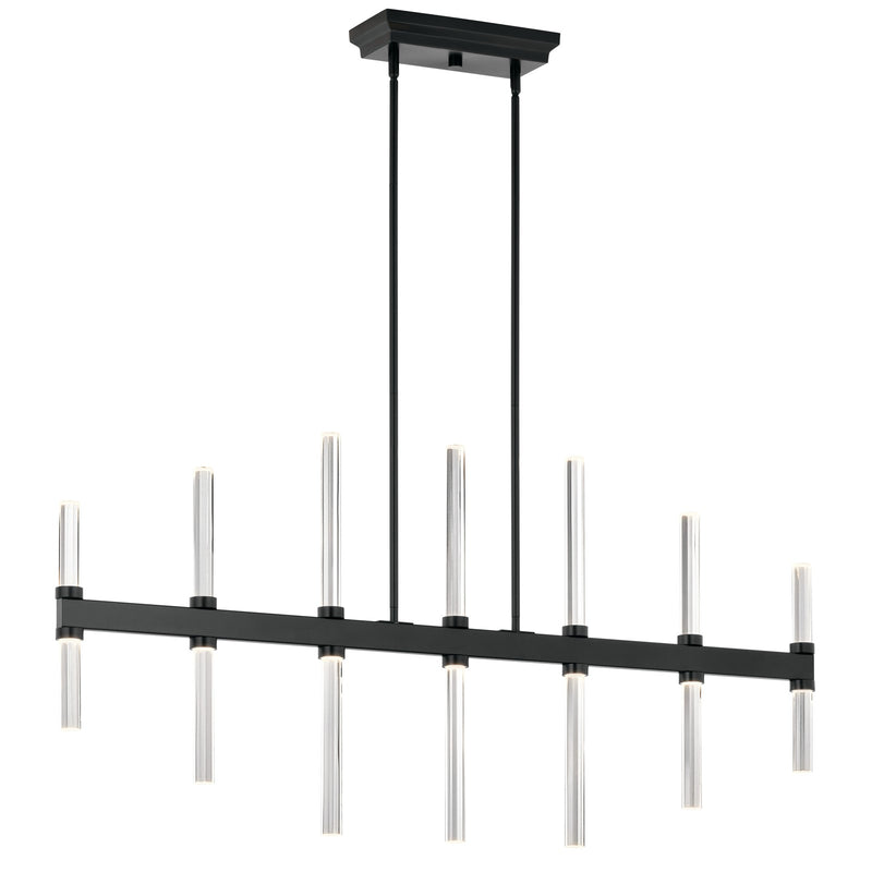 Kichler Sycara 48in 14-Light Linear Chandelier | Modern Minimal Black and Clear Optical Crystal | Dining Room & Living Room | Model 52670BK