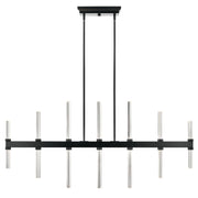 Kichler Sycara 48in 14-Light Linear Chandelier | Modern Minimal Black and Clear Optical Crystal | Dining Room & Living Room | Model 52670BK
