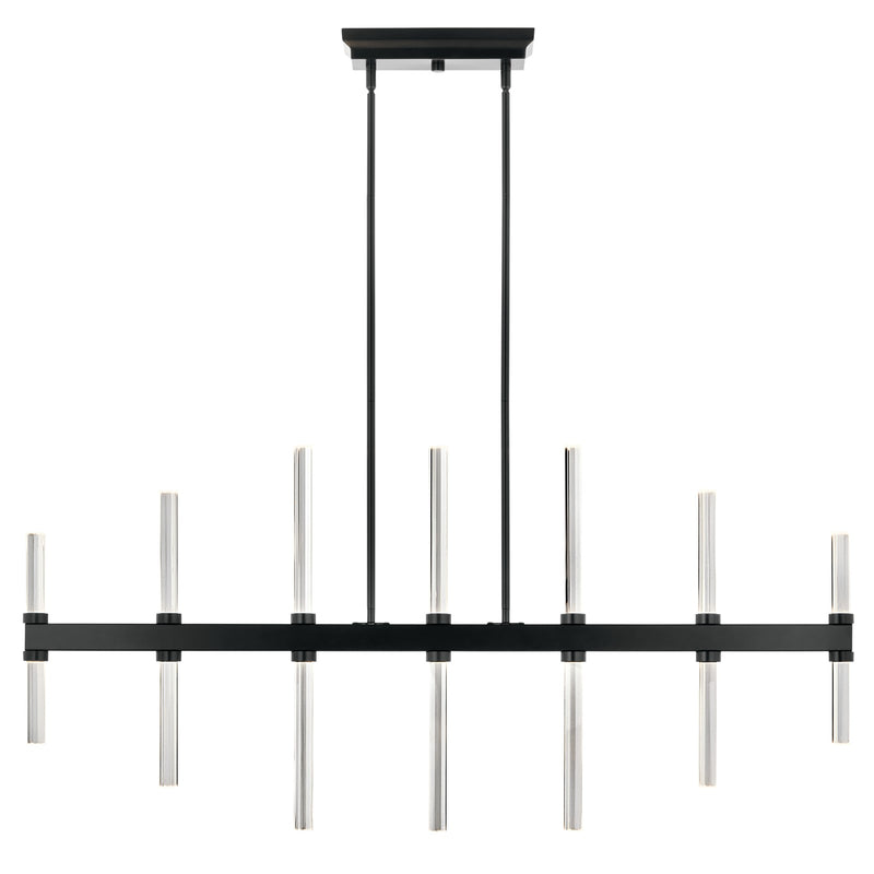 Kichler Sycara 48in 14-Light Linear Chandelier | Modern Minimal Black and Clear Optical Crystal | Dining Room & Living Room | Model 52670BK