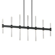 Kichler Sycara 48in 14-Light Linear Chandelier | Modern Minimal Black and Clear Optical Crystal | Dining Room & Living Room | Model 52670BK