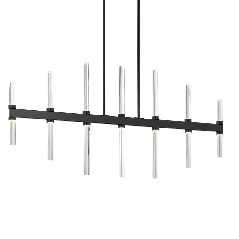 Kichler Sycara 48in 14-Light Linear Chandelier | Modern Minimal Black and Clear Optical Crystal | Dining Room & Living Room | Model 52670BK