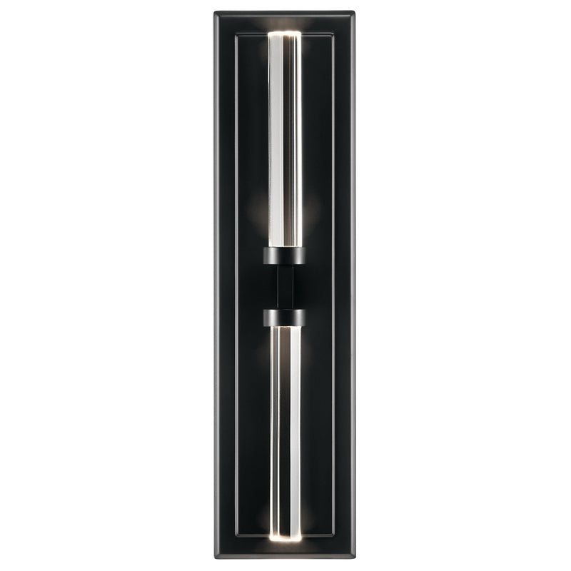 Kichler Sycara 19in 2-Light Wall Sconce | Modern Black and Clear Optical Crystal | Living Room & Bedroom Accent | 5 x 19 in | Model 52671BK