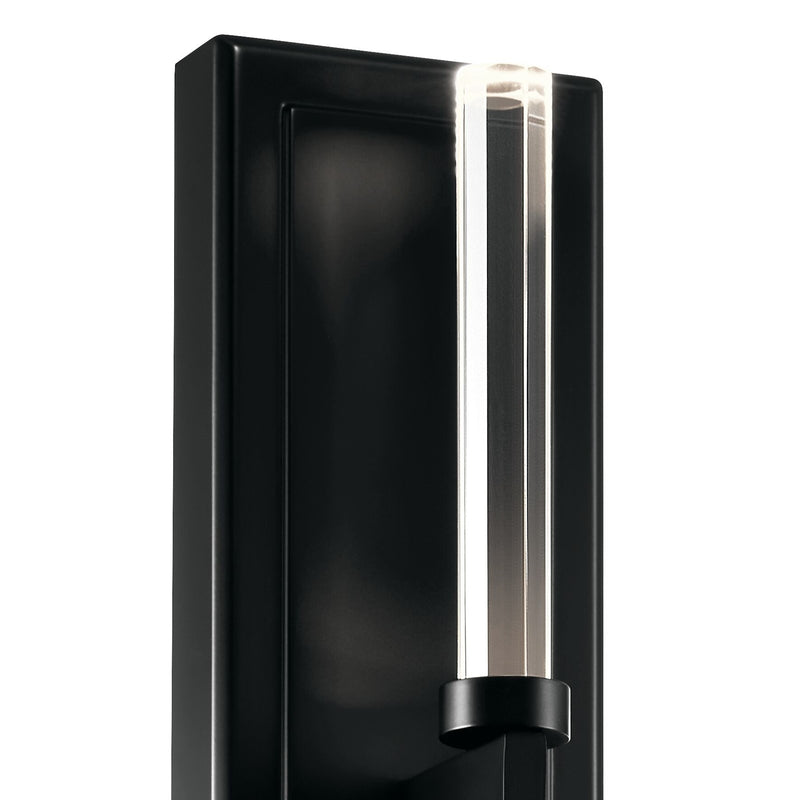 Kichler Sycara 19in 2-Light Wall Sconce | Modern Black and Clear Optical Crystal | Living Room & Bedroom Accent | 5 x 19 in | Model 52671BK