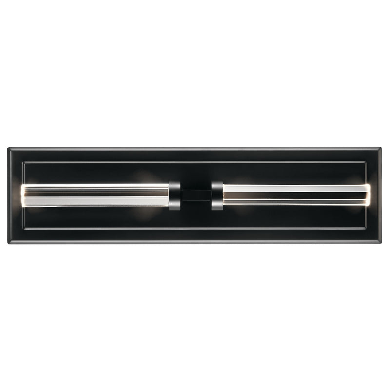 Kichler Sycara 19in 2-Light Wall Sconce | Modern Black and Clear Optical Crystal | Living Room & Bedroom Accent | 5 x 19 in | Model 52671BK